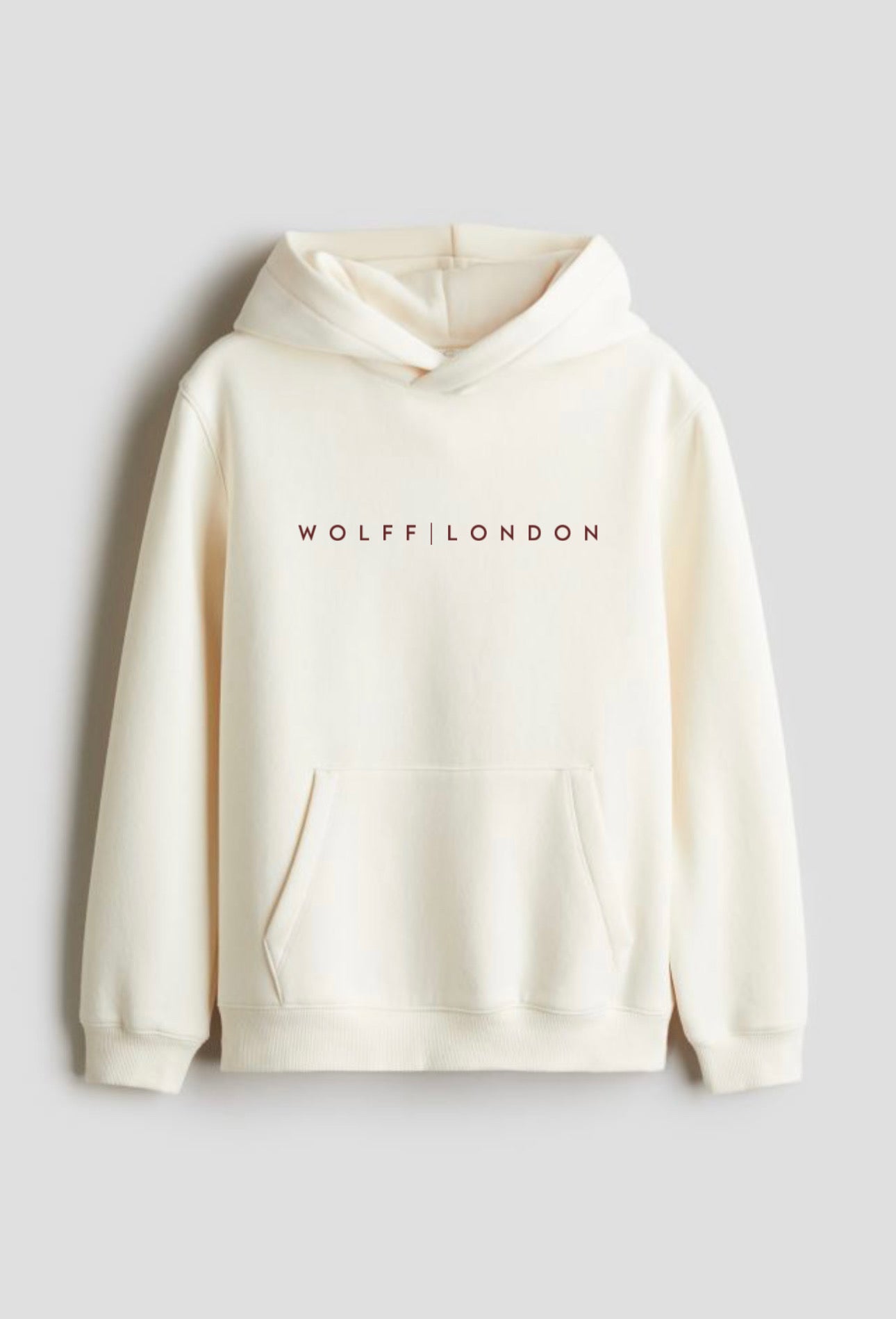 WOLFF | LONDON Off White Logo Oversized Hoodie