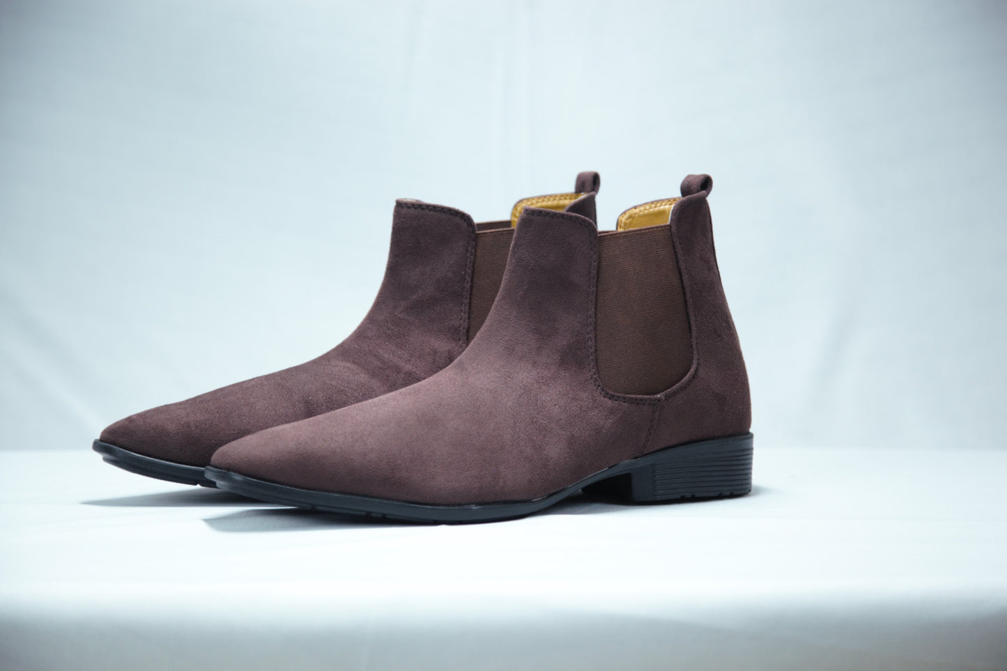 WOLFF | LONDON Brown Formal Chelsea Velvet Leather Boots