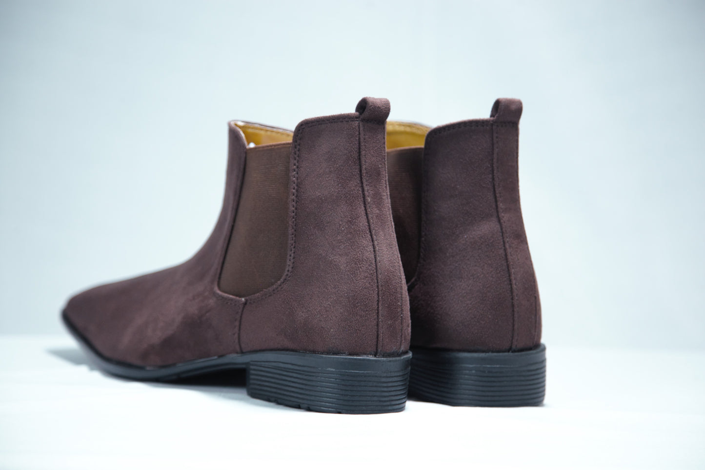 WOLFF | LONDON Brown Formal Chelsea Velvet Leather Boots