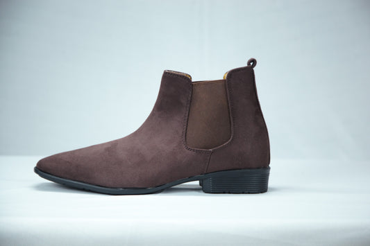 WOLFF | LONDON Brown Formal Chelsea Velvet Leather Boots