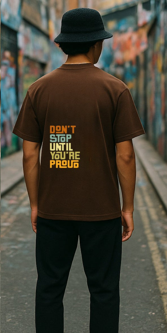 Brown Typography T shirt