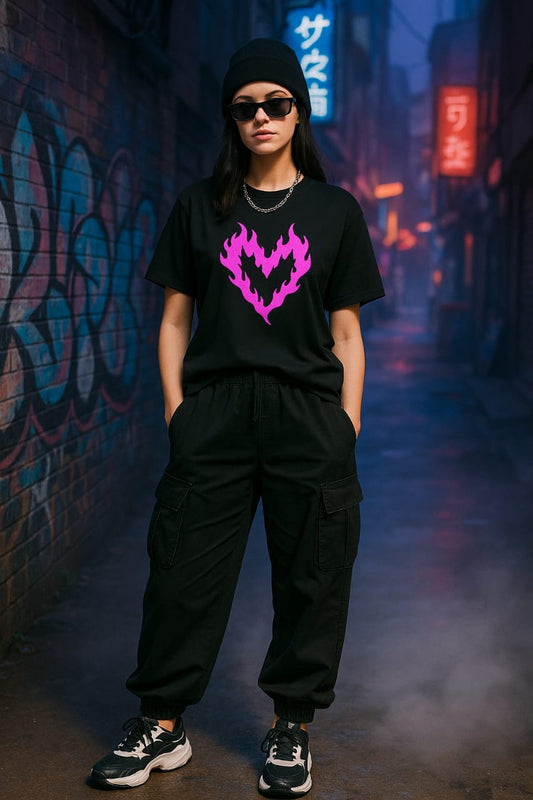 Flaming Heart T Shirt