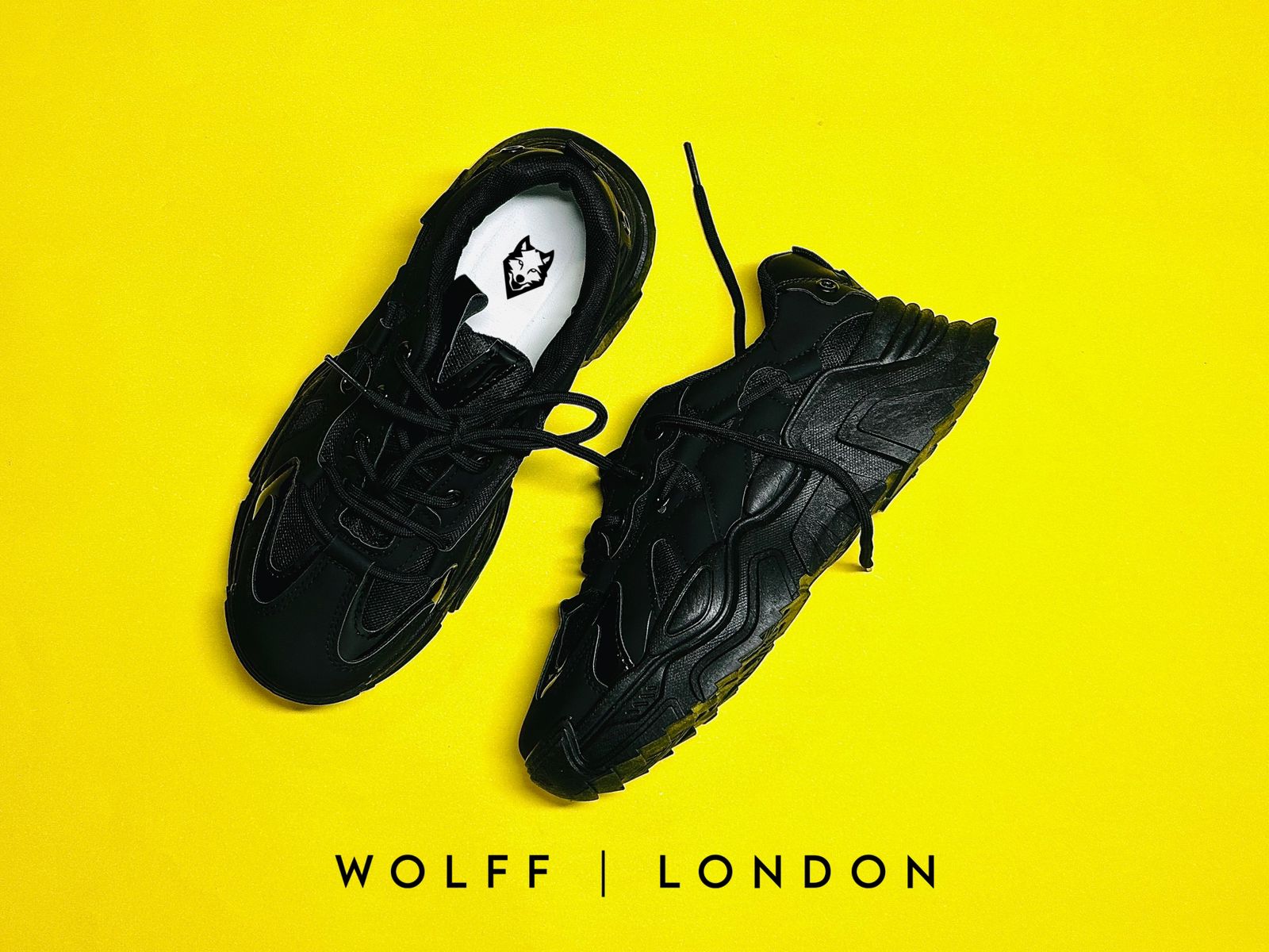 WOLFF | LONDON Black Lace Up Sneakers