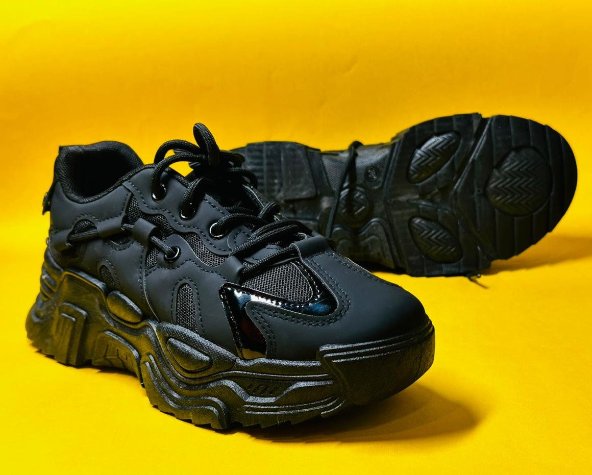 WOLFF | LONDON Black Lace Up Sneakers